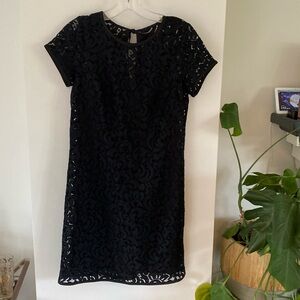 LOFT ANN TAYLOR black blue lace mini shift dress 2